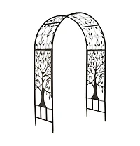 Metal Arched Garden Arbor with Tree of Life Design