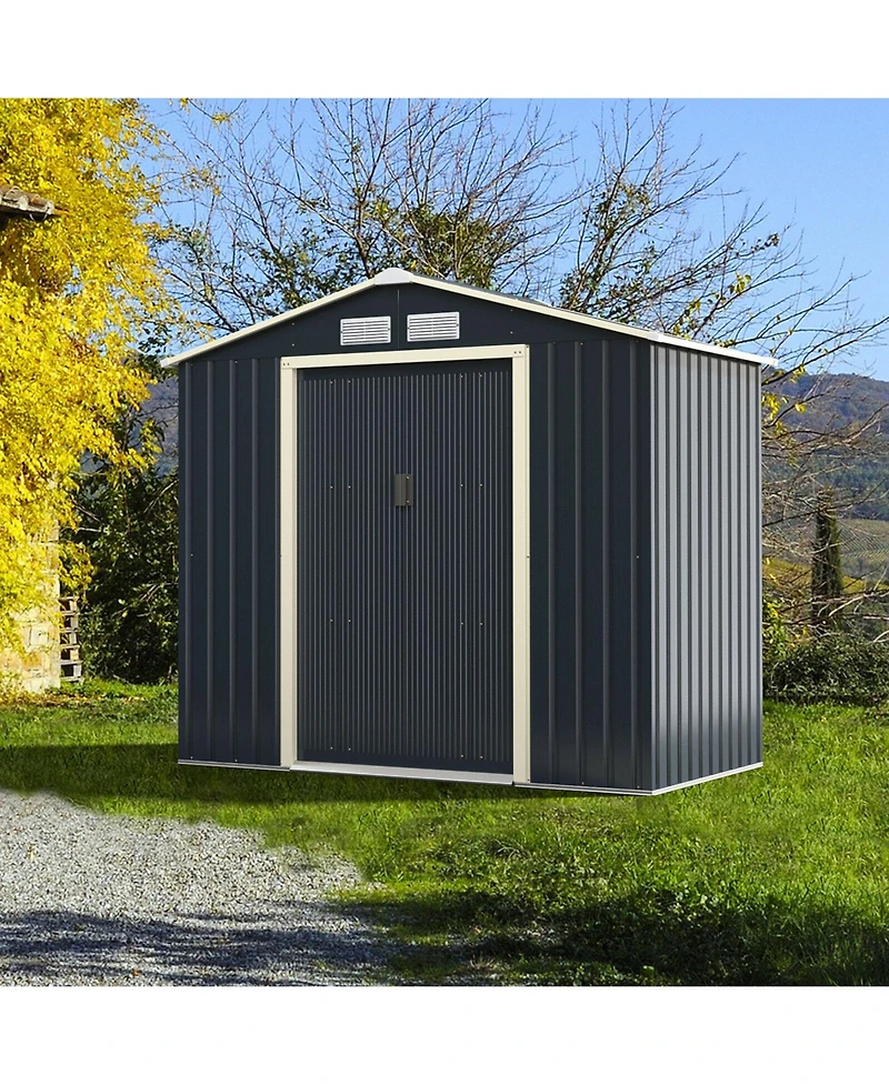 7 x 4 Feet Metal Storage Shed with Sliding Double Lockable Doors