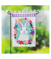 Evergreen Gingham Bunny Garden Applique Flag 12.5 x 18 Inches Indoor Outdoor Decor