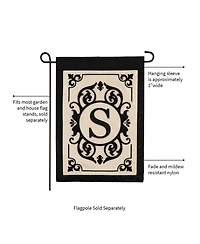 Evergreen Flag Cambridge Chic Letter S Monogram Applique Garden Flag - 12.5" Wide x 18" High