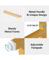 Tribesigns 2-Drawer Nightstand, White Gold Night Stands Bed Side Table with Storage Large, Wood Metal Nightstands Bedroom Organizer, Striped