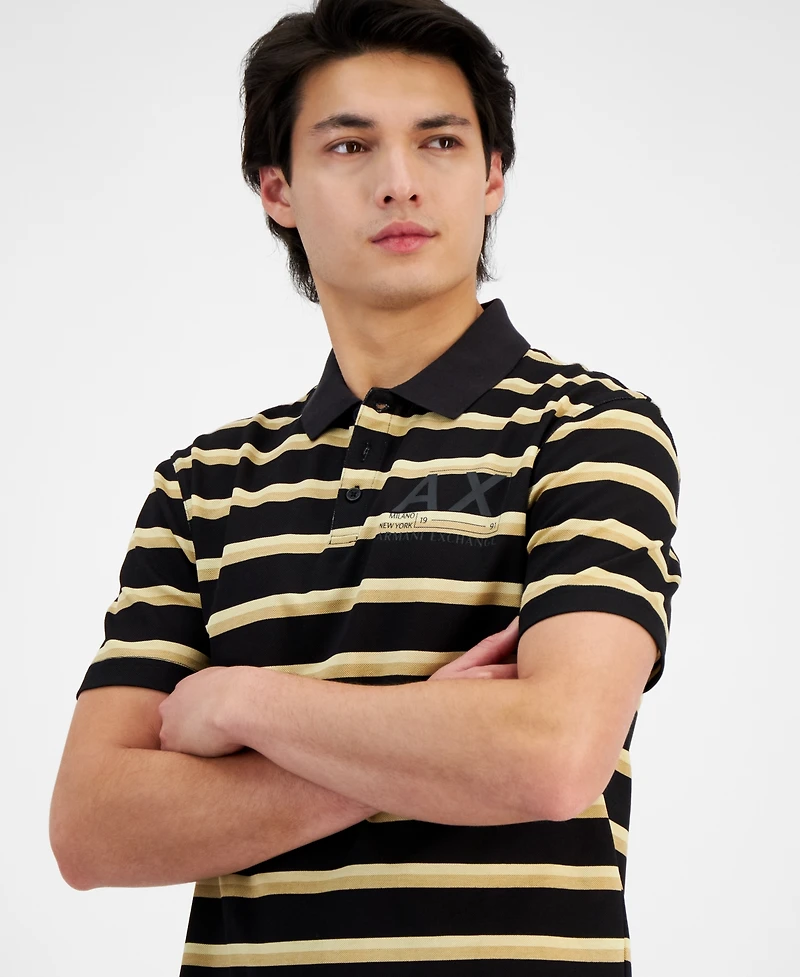 A|X Armani Exchange Men's Stripe Polo Shirt, Created for Macy's