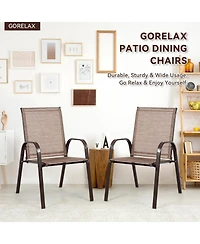 2 Pcs Patio Chairs Outdoor Dining Chair with Armrest