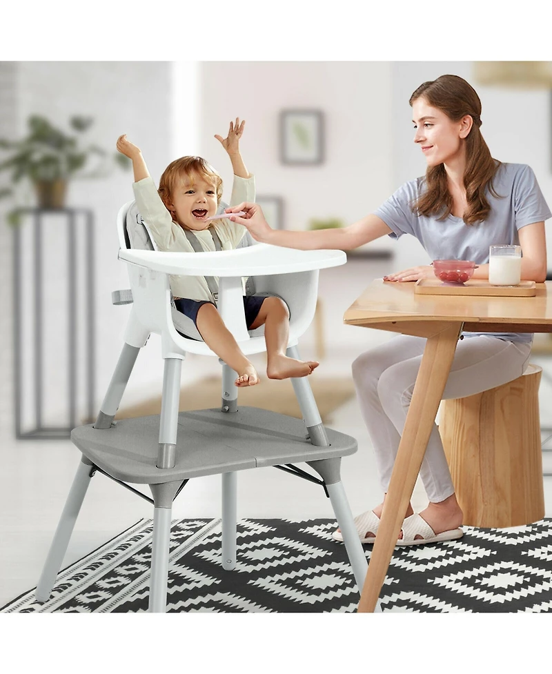 Slickblue Toddler 4-in-1 Convertible Table Chair Set with Pu Cushion