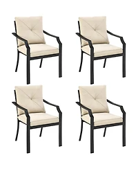 4 Pieces Outdoor Dining Set with Removable Cushions and Rustproof Steel Frame