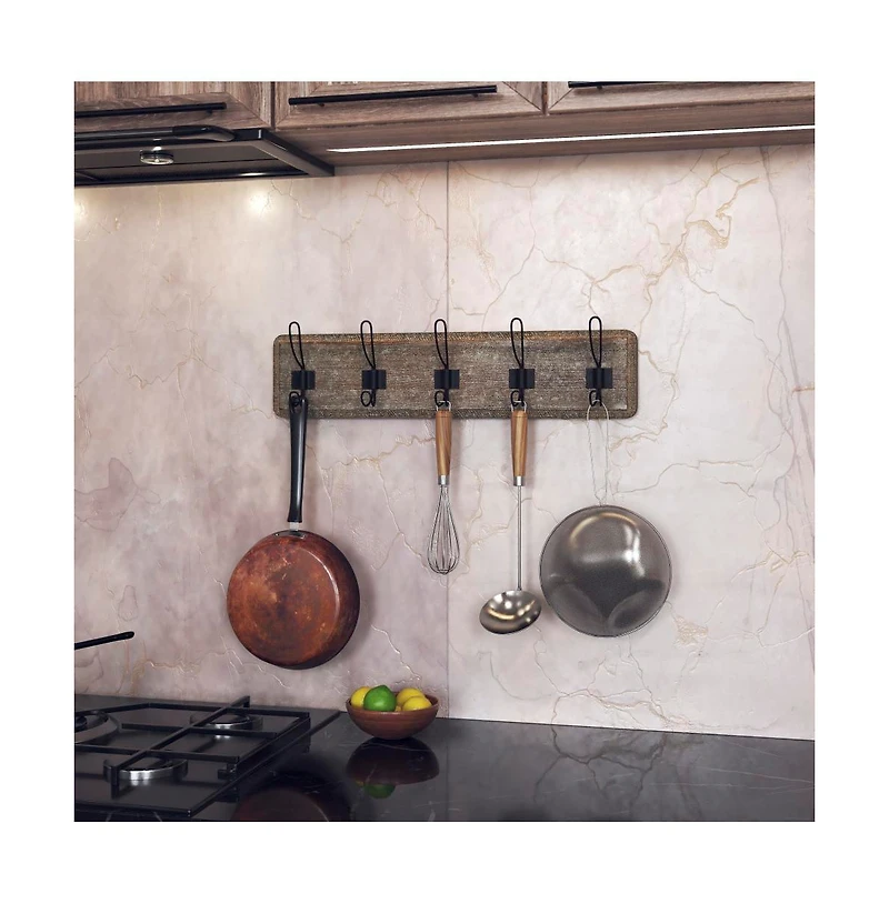 Rustic Coat Rack With Hooks -Wall Mount - Solid Pine Wood Entryway Hanger Farmhouse For Kitchen, Bedroom