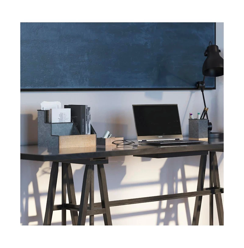 3 Piece Desk Organizer Set- Rustic Mail For Desktop - Great Or Industrial Decor! Makeup Vanity