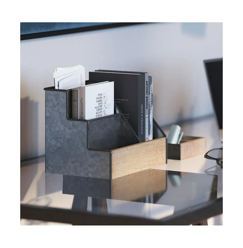 3 Piece Desk Organizer Set- Rustic Mail For Desktop - Great Or Industrial Decor! Makeup Vanity