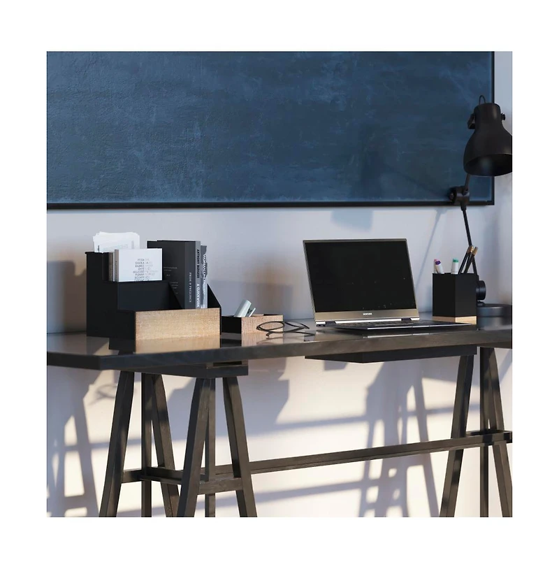 3 Piece Desk Organizer Set- Rustic Mail For Desktop - Great Or Industrial Decor! Makeup Vanity