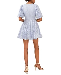 CeCe Women's Floral Lace Balloon-Sleeve Fit & Flare Dress