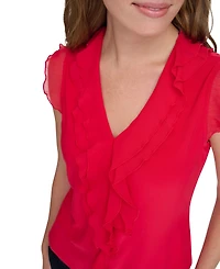 Tommy Hilfiger Women's Ruffled Mixed-Media Top