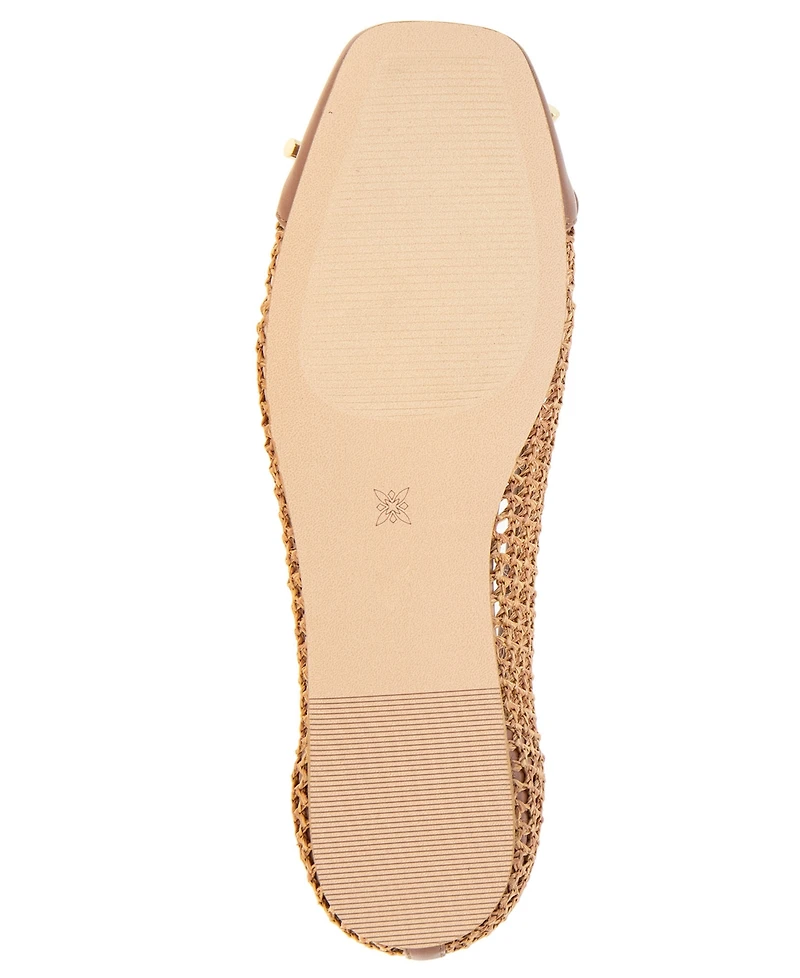 BCBGeneration Women's Hartly Woven Raffia Square Toe Ballet Flats