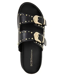 BCBGeneration Women's Barah Chunky Footbed Double Buckle Slip-On Sandals