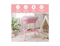 Portable Baby Changing Table with Storage Basket and Shelves
