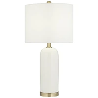 360 Lighting 26" High Mid Century Modern Coastal Table Lamp White Gold Ceramic Metal Single Living Room Bedroom Bedside Nightstand