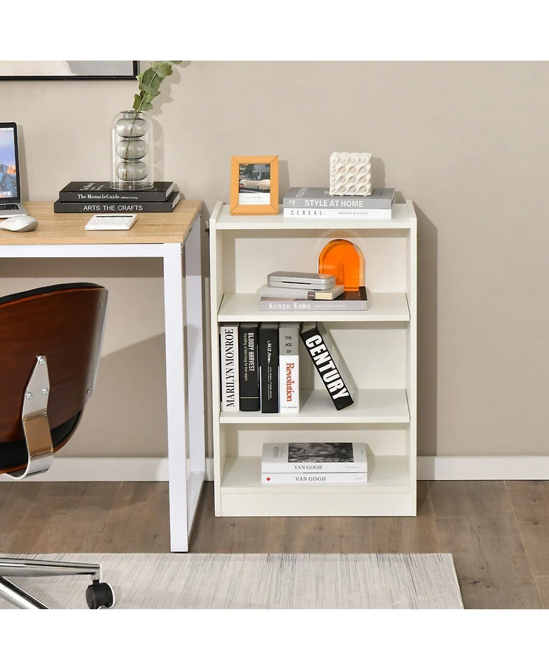 3-Tier Bookcase Open Display Rack Cabinet with Adjustable Shelves