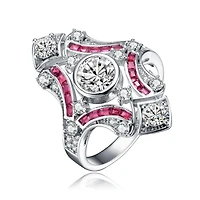 Sterling Silver Baguette and Round Cubic Zirconia Modern Ring