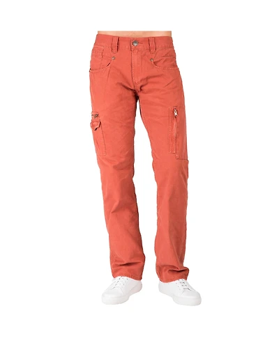 Men's Relaxed Straight Heavy Washed Canvas Premium Jeans Utility Zipper Pocket
