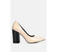 Kamira Patent Faux Leather Block Heel Pumps