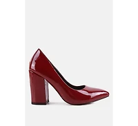 Kamira Patent Faux Leather Block Heel Pumps