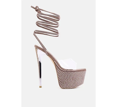 Sugar Mom Strappy Diamante Platform High Heels