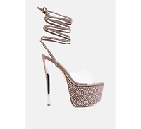 Sugar Mom Strappy Diamante Platform High Heels