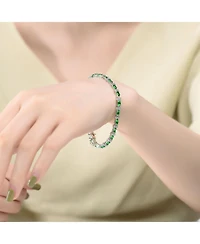 Sterling Silver White Gold Plated Colored Marquise Cubic Zirconia Tennis Bracelet