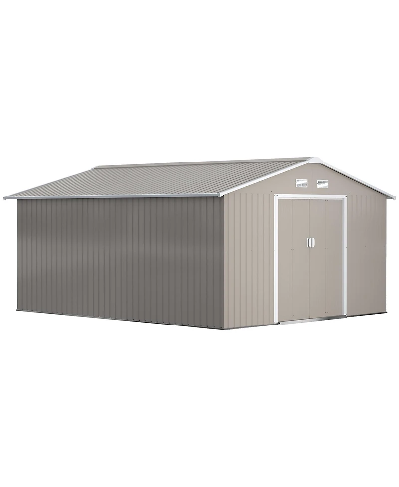 Outsunny 11' x 13' Storage Shed Garden Tool House w/ Vents Doors