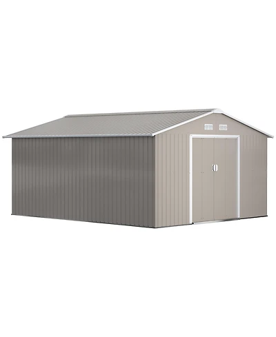 Outsunny 11' x 13' Storage Shed Garden Tool House w/ Vents Doors