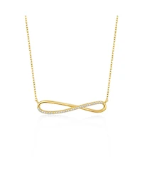 14k Gold Plated with Cubic Zirconia Infinity Symbol Ribbon Pendant Necklace in Sterling Silver