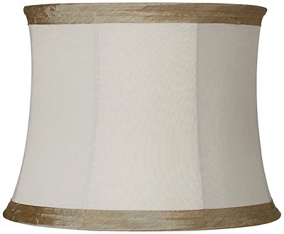 Springcrest Ivory Linen with Taupe Trim Medium Lamp Shade 14" Top x 16" Bottom x 12" High (Spider) Replacement with Harp and Finial