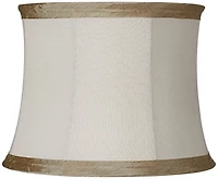 Springcrest Ivory Linen with Taupe Trim Medium Lamp Shade 14" Top x 16" Bottom x 12" High (Spider) Replacement with Harp and Finial
