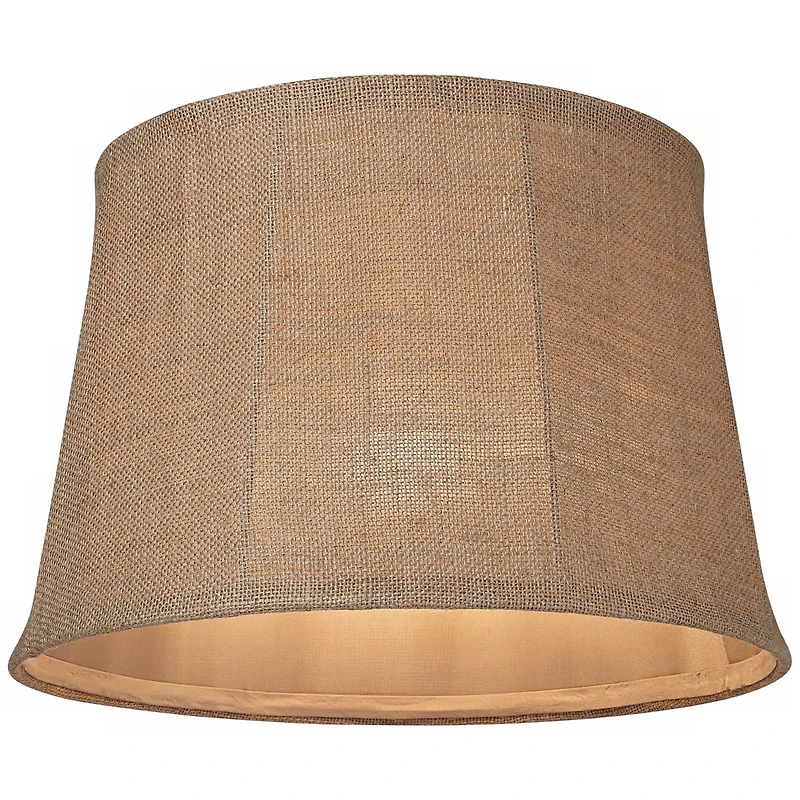 Springcrest Natural Burlap Medium Drum Lamp Shade 13" Top x 16" Bottom x 11" Slant x 10.75" High (Spider) Replacement with Harp an