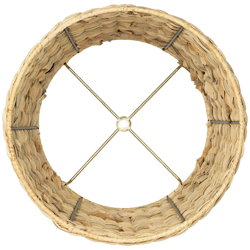 Imperial Shade Set of 2 Drum Lamp Shades Woven Seagrass Small 10" Top x 12" Bottom x 8.25" High Spider Harp and Finial Fitting