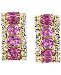 Effy Blue & White Sapphire (3-1/4 ct. t.w.) Diamond (1/20 Small Hoop Earrings 14k Gold, 0.59" (Also available Pink Sapphire)