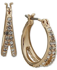 Karl Lagerfeld Paris Gold-Tone Pave Split Hoop Earrings