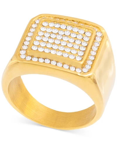 Legacy for Men by Simone I. Smith Men's Crystal Square Cluster Ring Gold-Tone Ion-Plated Stainless Steel