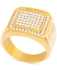Legacy for Men by Simone I. Smith Men's Crystal Square Cluster Ring Gold-Tone Ion-Plated Stainless Steel