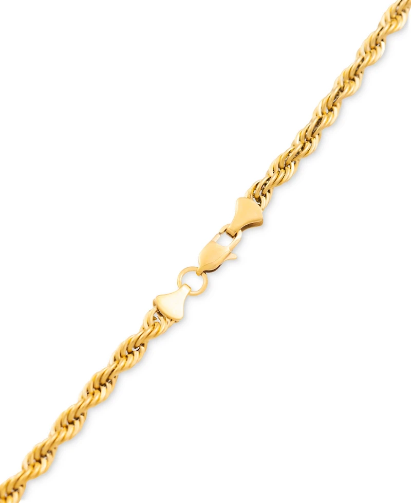 Legacy for Men by Simone I. Smith Men's Rope Link 24" Chain Necklace in Gold-Tone Ion-Plated Stainless Steel