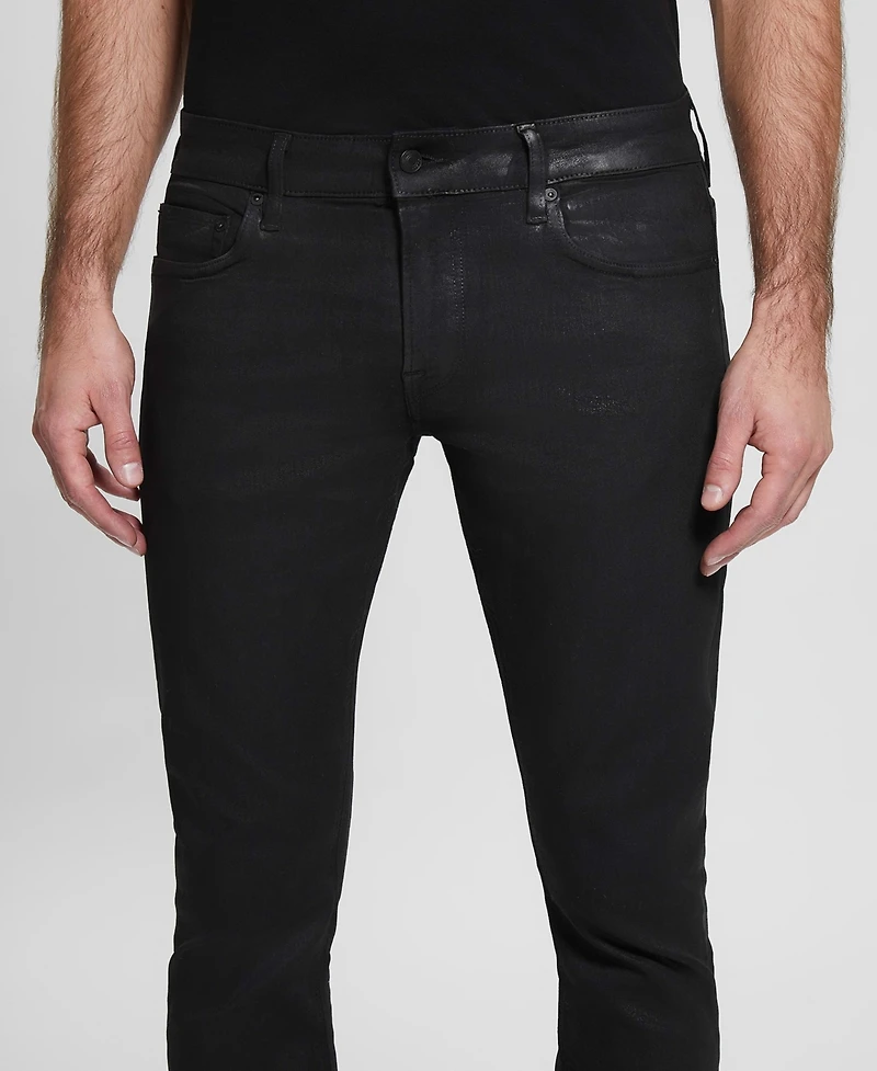 Guess Men's Miami Black Coated Skinny Jeans