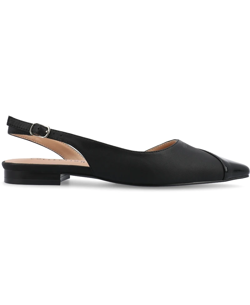 Journee Collection Women's Daphnne Slingback Pointed Cap Toe Flats