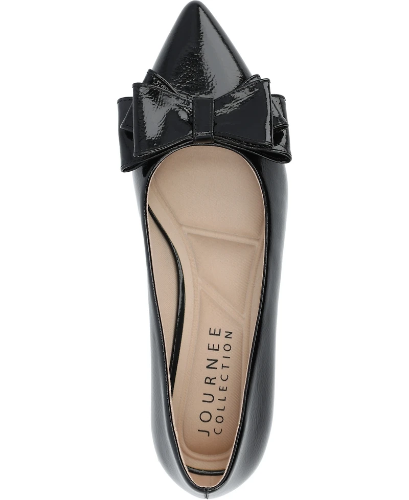 Journee Collection Women's Ophelia Bow Low Block Heel Dress Flats