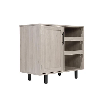 Aloise Bar And Sideboard With Storage Cabinet, Hanging Stemware Holders And Bottle Storage