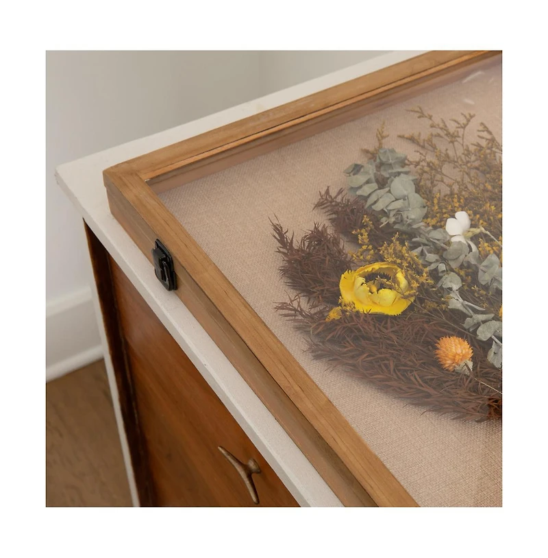 Wood Shadow Box Display Case - Solid Wood With Acrylic Window - Security Latch - For Mementos And Keepsakes