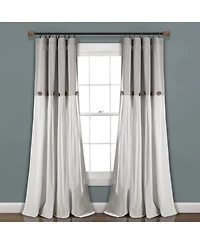 Lush Decor Linen Button Window Curtain - Single Panel Rustic and Modern Farmhouse Curtains