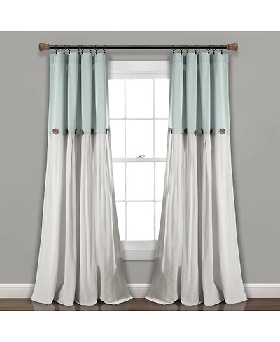 Lush Decor Linen Button Window Curtain - Single Panel Rustic and Modern Farmhouse Curtains