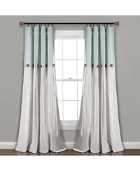 Lush Decor Linen Button Window Curtain - Single Panel Rustic and Modern Farmhouse Curtains