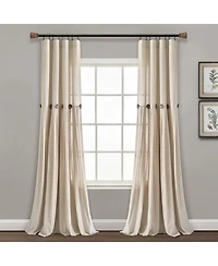 Lush Decor Linen Button Window Curtain - Single Panel Rustic and Modern Farmhouse Curtains