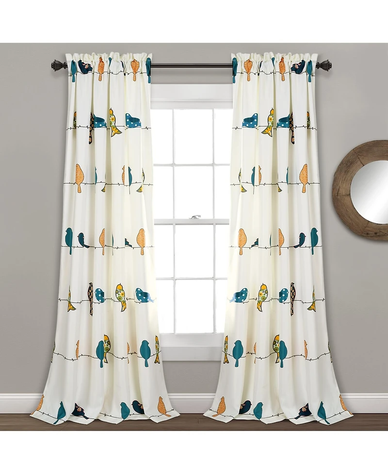 Rowley Birds Light Filtering Window Curtain Panels