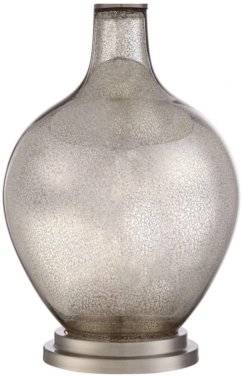 Possini Euro Design Louie 28 1/2" Tall Modern Luxe End Table Lamp Silver Mercury Glass Single White Shade Living Room Bedroom